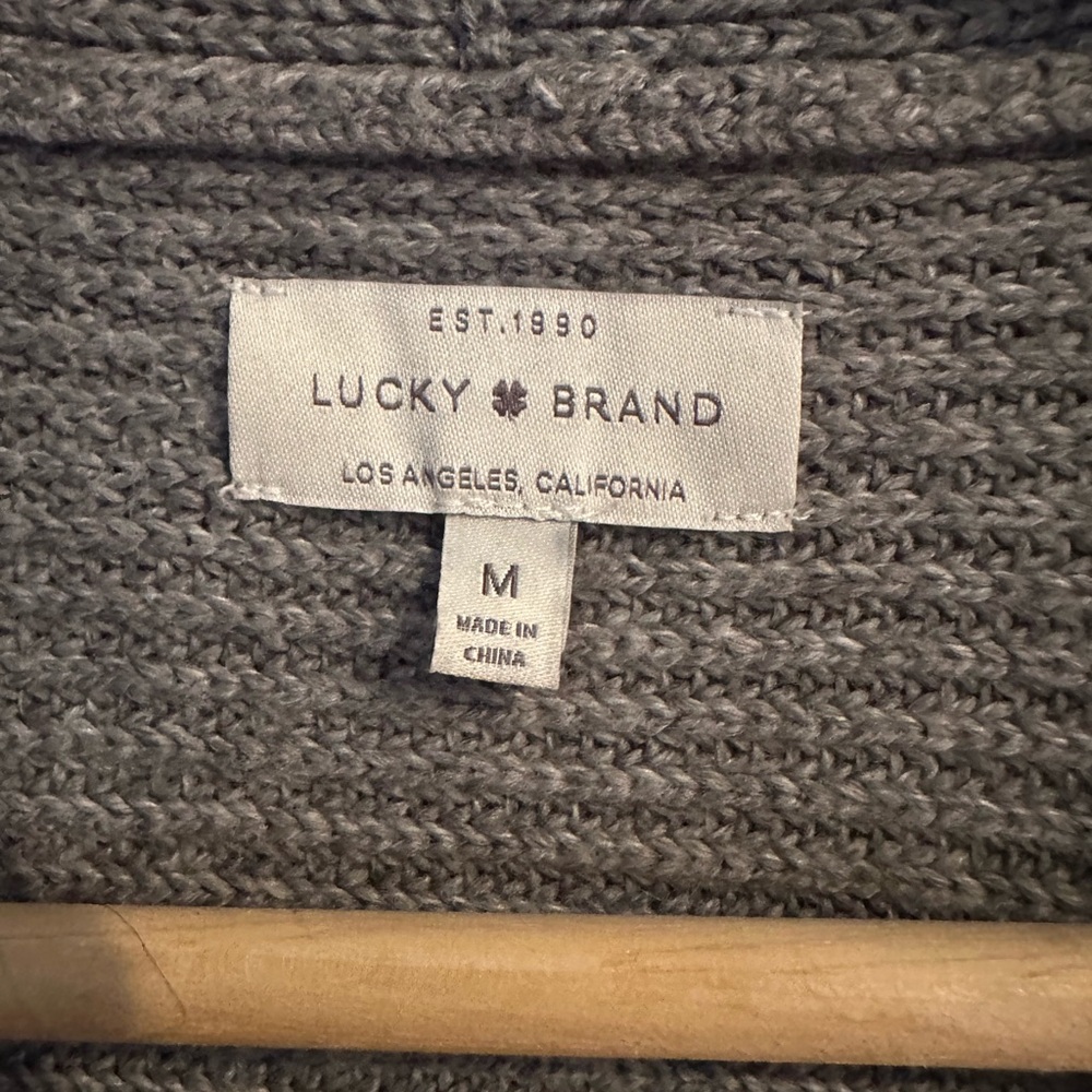 Gray Ribbed Open Cardigan Sweater - Picture 2 of 3